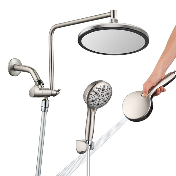 JoyrainMulti-function shower set, 2-in-1 rain shower system, 8-inch overhead shower and 8-mode high-pressure handheld shower head, with built-in powerful cleaning function