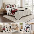 thumbnail image 6 of Quilts King Size Bedding Set, Cherry Blossom Lightweight Quilted Comforter, Japanese Red Plum Flower Oriental Retro Art Reversible Bedspread Coverlet with Pillow Covers for All Season, 96" x 106", 6 of 9