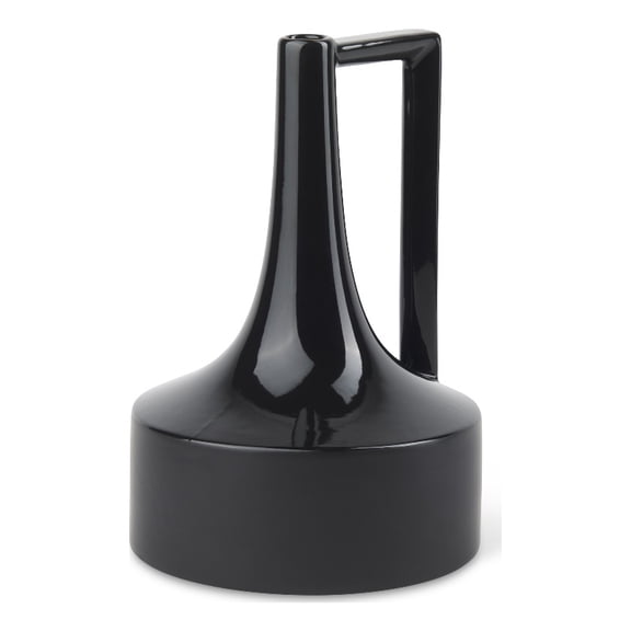 Mercana Burton 13.1H Large Glossy And Matte Black Ceramic Jug Vase