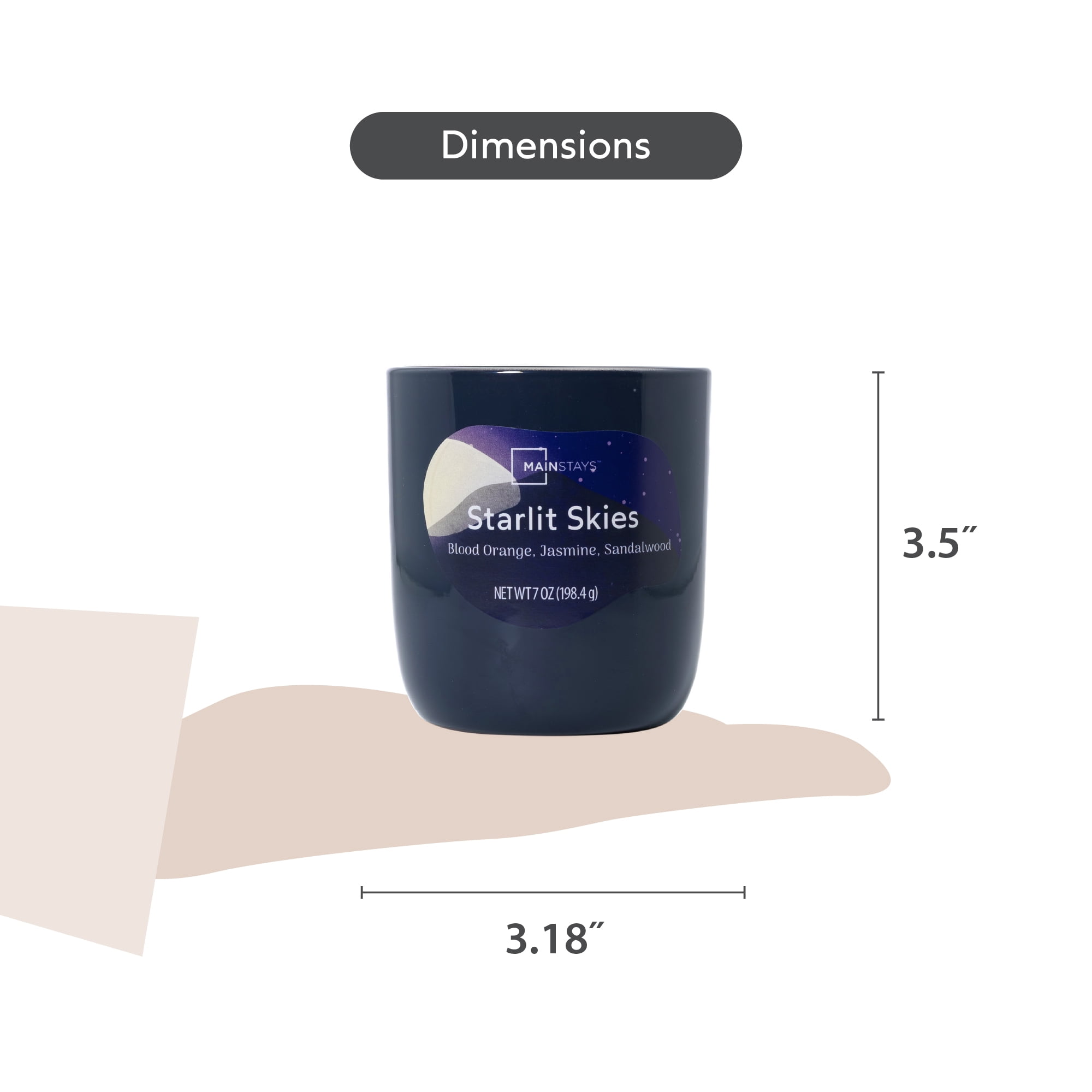 Mainstays Starlit Skies 1-Wick Glossy Glass Candle, 7 oz