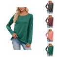thumbnail image 1 of Long Sleeve Shirts for Women 2026 Spring Trendy Crewneck Raglan Sleeve Relaxed Fit Casual Basic T Shirts, 1 of 5