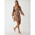 thumbnail image 2 of V-Neck Mini Dress with Floral Print, 2 of 7
