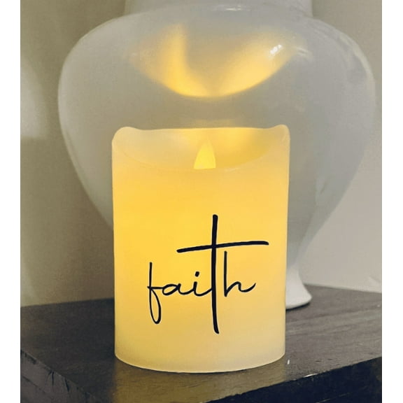 Flameless Flickering Candle Faith