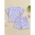 thumbnail image 4 of Bagilaanoe 2pcs Toddler Baby Girl Shorts Set Short Sleeve Flower Print T Shirt Tops + Shorts 6M 12M 18M 24M 3T 4T Kids Casual Summer Clothes, 4 of 7