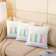 thumbnail image 4 of Happy Easter Pillow Covers Colorful Cartoon Rabbits Silhouette Pillow Cases for Kids Girls Teens Adults Rainbow Plaid Stripes Rustic Style Cushion Covers for Housewarming 20x20 Inch Set of 2, 4 of 6