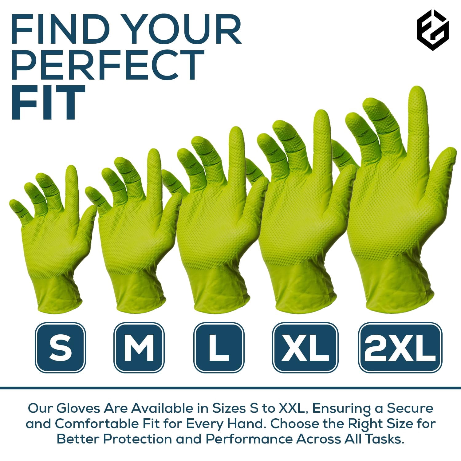 First Glove 8 Mil Green Nitrile Gloves Bucket - 2X- Large - 500 Count - Raised Diamond Textured Heavy Duty Industrial Gloves for Automotive & Mechanic Work - Latex Free, Powder Free, Bulk