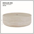 thumbnail image 6 of 31.49''  Round Coffee Table with Marble Texture, Modern Drum Circle Center Table, Fiberglass Low End Table for Small Space Apartment Office, No Need Assembly, Faux Travertine Textured, 6 of 7
