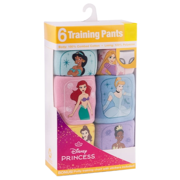 Princess Character Toddler Girl Training Pants, 6 - Pack, Sizes 2T-3T