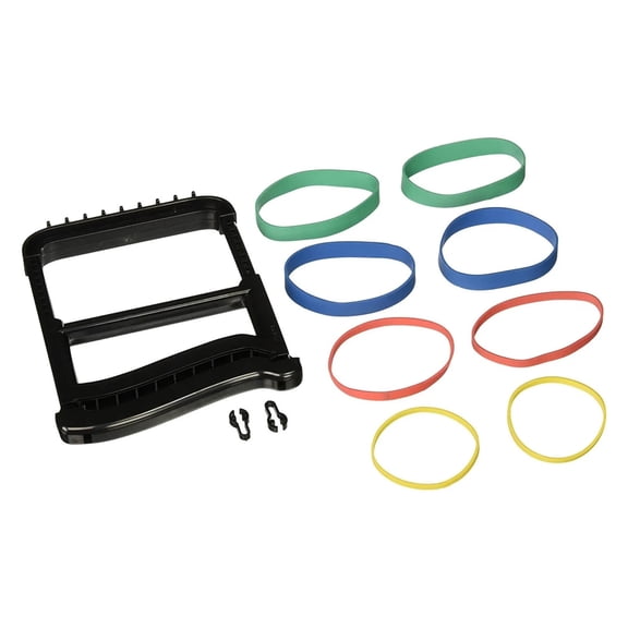 Rolyan Ergonomic Hand Exerciser with Plastic Handle, Adjustable Grip Strength Trainer with 4 Color‑Coded Rubber Bands, Finger & Hand Exerciser for Therapy, Rehab, Strength Training, Black