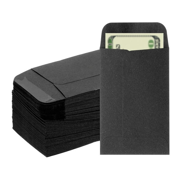 Uxcell Money Envelope, 100 Pcs 3.5" x 2.2" Cash Holder for Checks Coins, Black