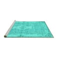 thumbnail image 2 of Ahgly Company Machine Washable Indoor Square Persian Turquoise Blue Bohemian Area Rugs, 4' Square, 2 of 4