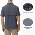 thumbnail image 3 of Zehisen Men's UPF 50+ Sun Protection Short Sleeve Safari Shirts Fishing Shirts Hiking Work Casual Shirt with Zipper Pocket, Gray XL, 3 of 7