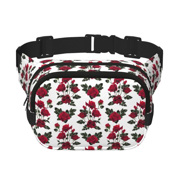 Disketp Rose Flowers Riñonera de Doble Capa, Bolsa de Cintura Ajustable para Viajes, Correr y Senderismo, Riñonera Ligera para Hombre y Mujer