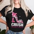 thumbnail image 2 of Crush Breast Cancer Awareness Bling Pink Ribbon Women's T-Shirt – Stylish tee supporting breast cancer awareness with a sparkling pink ribbon design., 2 of 3