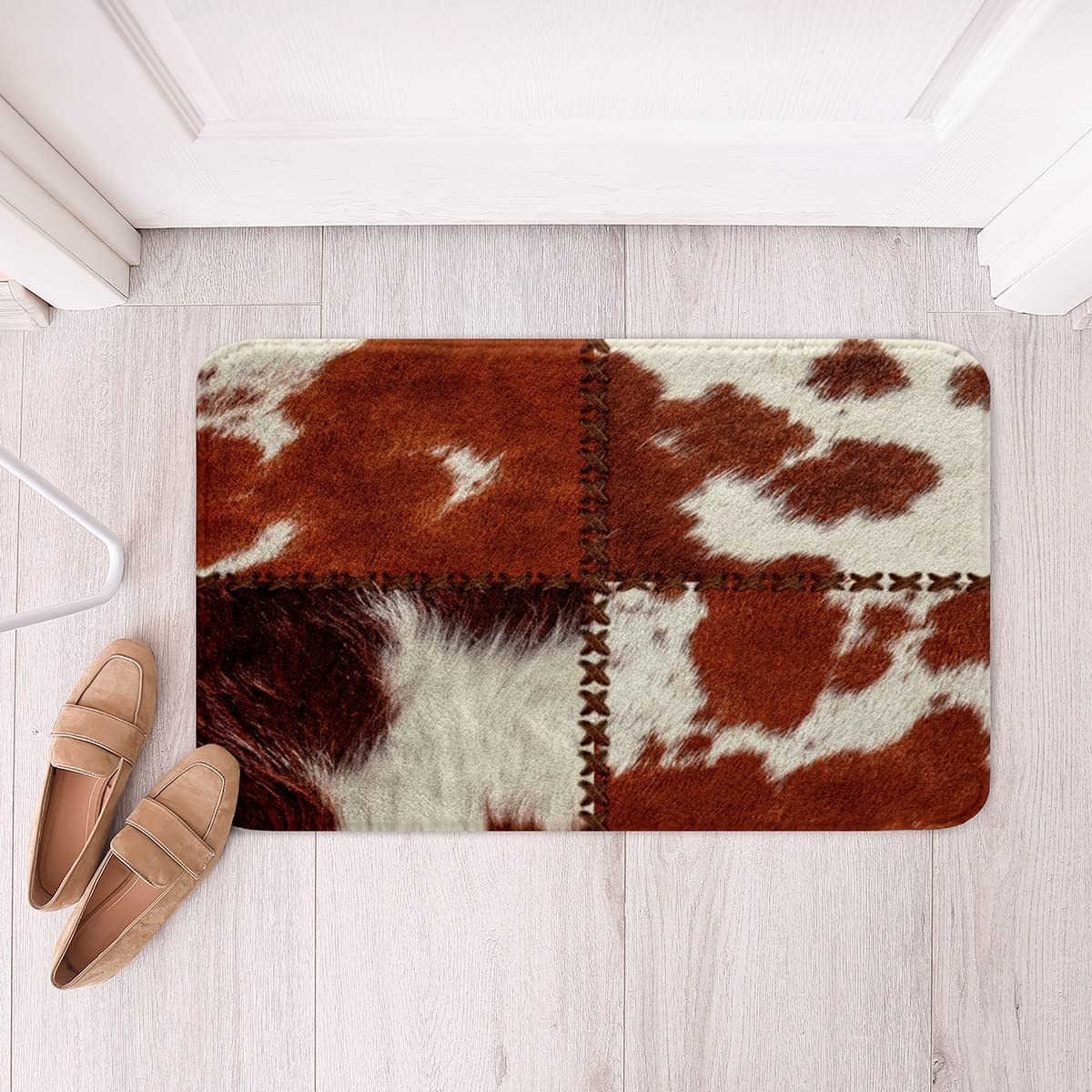 Rufous Cow Print Bathroom Rugs Highland Cow Bath Mat, Bull Buffalo Non