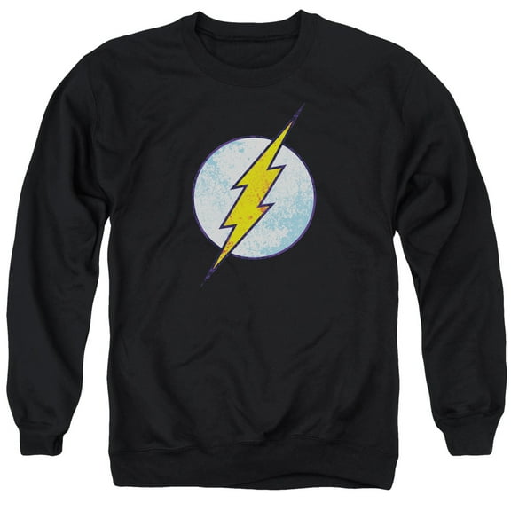 DC Comics Flash Flash Neon Distress Logo Adult Crewneck Sweatshirt Black