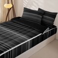 thumbnail image 2 of Castle Fairy Geometric Gradient Horizontal Stripe Zipper Twin Comforter Sets with Fitted Sheet and 2 Pillowcases,Minimalist Thin Line Zipper Bedding Set,Black Gray Silver,Reversible, 2 of 5