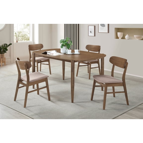 Coaster Dortch 5-Piece Oval Dining Set with Upholstered Chairs, Walnut