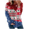 thumbnail image 1 of Sudaderas de cuello redondo de Navidad de manga larga para mujer, suéter holgado informal, blusa con estampado de Papá Noel y gato bonito Fridja FKASFK207, 1 of 6