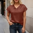 thumbnail image 3 of Satin T Shirts for Women 2026 Summer Short Sleeve V Neck Business Dressy Casual Office Work Tshirt Blouse, 3 of 7