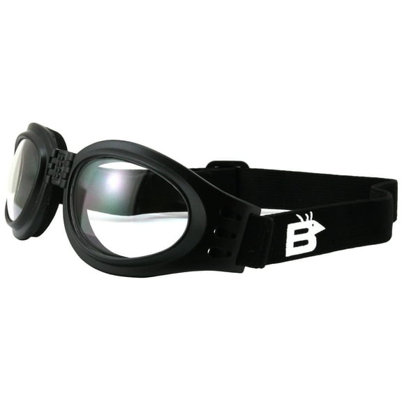 Birdz Eyewear Parrot Motorcycle Folding Padded Riding Goggles Black Frame and Clear Lenses for Men & Women
