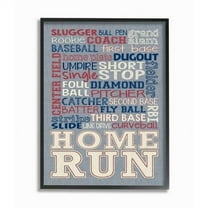 The Kids Room by Stupell Baseball Typog Denim Feel Framed Wall Art by Erica Billups