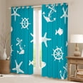 thumbnail image 2 of YST Nautical Curtains 38"Wx45"L Ocean Theme Blackout Curtains For Teens Starfish Anchor Rudder Fish Curtains & Drapes Cartoon Light Blue Window Curtains, 2 of 5