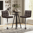 thumbnail image 3 of Alden Design Adjustable Bar Stool Modern Faux Leather Counter-Height Mid-Back Bar Chair, Set of 2, Brown, 3 of 10