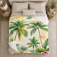 thumbnail image 5 of Palm Trees with Hibiscus and Golden Leaves, Warm Coastal Style for Beach Lovers, Tropical Garden Motif and Mother's Day Gift, Cozy Flannel Blanket for Sunroom and Bedroom, Home Decor, 5 of 9