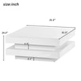 2 Tier Square Coffee Table with LED Lights, Center Sofa Table ...