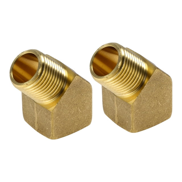Adaptador roscado hembra a macho de latón de 1/2"NPT de 45 grados Unique Bargains 2 Pcs