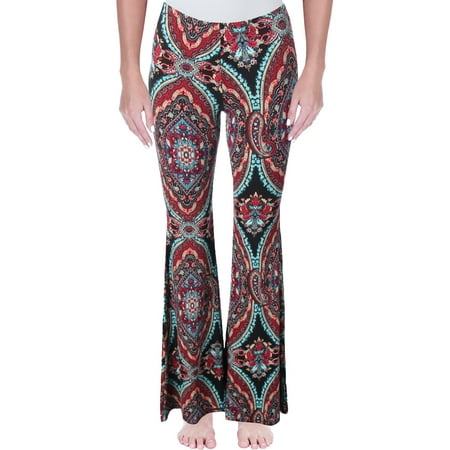 - Vintage Savanna Womens Printed Flare Leg Casual Pants Red S