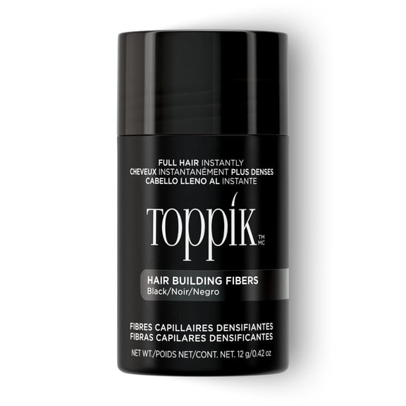 Toppik Hair Building Fibers, Black, 12g Fill In Fine or Thinning Hair, Instantly Thicker, Fuller Looking, 9 Shades for Men & Women, Keratin Protein Formula