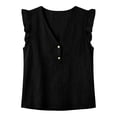 thumbnail image 4 of Top Muscle Shirt Summer T Shirts Women's Color Buttoned -Linen Top Ladies' Top Ladies' Tank Top Black Xl, 4 of 8