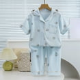 thumbnail image 2 of Fesfesfes Children's Summer Pajama Set Printed Short Sleeve Lapel Sleepwear,Comfortable 2-Piece Nightclothes,Soft and Breathable for Boys Girls Home or Travel(Multicolor#3,8-9 Years), 2 of 3