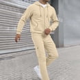 thumbnail image 2 of Blekii Men's Casual Sweatsuit, Solid Color Hoodie And Sweatpants Set, French Terry Jogger Outfit, Cozy Lounge Set for Home, Matching Gym Wear for Men, Relaxed Fit Two-Piece for Everyday, Beige L, 2 of 6