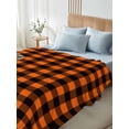 thumbnail image 4 of California King Size Flat Sheet Only, Black Orange Plaid Soft Brushed Microfiber Bed Sheets, Farmhouse Buffalo Check Gingham Hotel Quality Breathable Bedding Top Sheet, Easy Care, 108"x98", 4 of 9