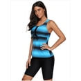 thumbnail image 2 of Maillots de Bain Tankini à Imprimé Color Block pour Femmes avec Capris de Bain Bleu 3TG, 2 of 7