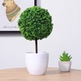 thumbnail image 4 of Juego de 2 macetas pequeñas de flores artificiales en forma de topiario, en cerámica blanca Fokelyi YQ-0256, 4 of 9