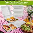 thumbnail image 2 of Compostable Take Out Food Container 8X8, 100 Pack 3 Compartment Clamshell Food Container, Disposable To Go Food Boxes, Biodegradable Food Containers Made of White Sugar Cane Fibers, 2 of 6