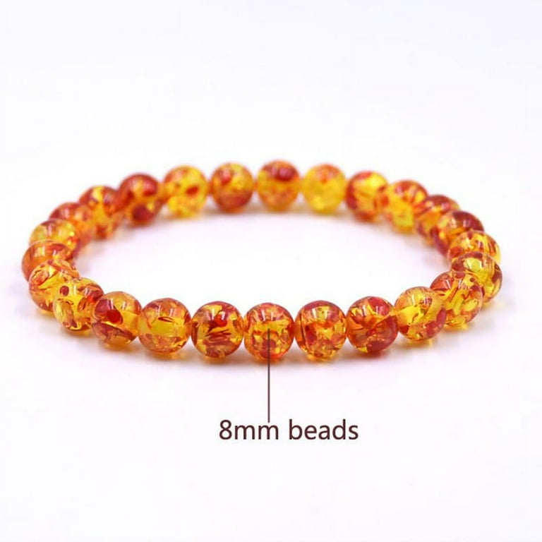 PWFE 2Pcs Amber Crystal Transfer Beads Bracelet Unisex Bracelet