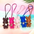 Elegant Artificial Leather Rabbits Keychain Cartoon Bunnys Key Rings ...
