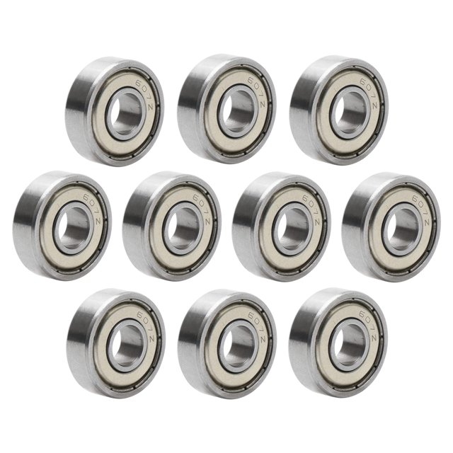 Rodamientos de monopatín de 7x19x6mm, rodamiento rígido de bolas de acero en miniatura 607ZZ 607Z 80017, paquete de 10
