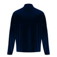 thumbnail image 5 of successthop Mens Velour Shirts Elegant Pleated Plus Size Mock Neck Streetwear Casual Long Sleeve Clothes Solid Tops Blue, 5 of 9