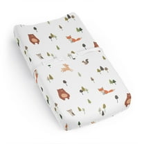 Sweet Jojo Designs Woodland Animal Pals Green Beige and Orange Changing Pad Cover Sheet