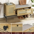 thumbnail image 4 of Rattan Shoe Cabinet and Shoe Bench,Farmhouse Wood Entryway Shoe Storage Bench for Hallway and Bedroom, 4 of 5