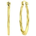 thumbnail image 2 of Decadence 14K Gold Yellow 2x20mm Swirl Flat Oval Hoop Earrings, 2 of 5