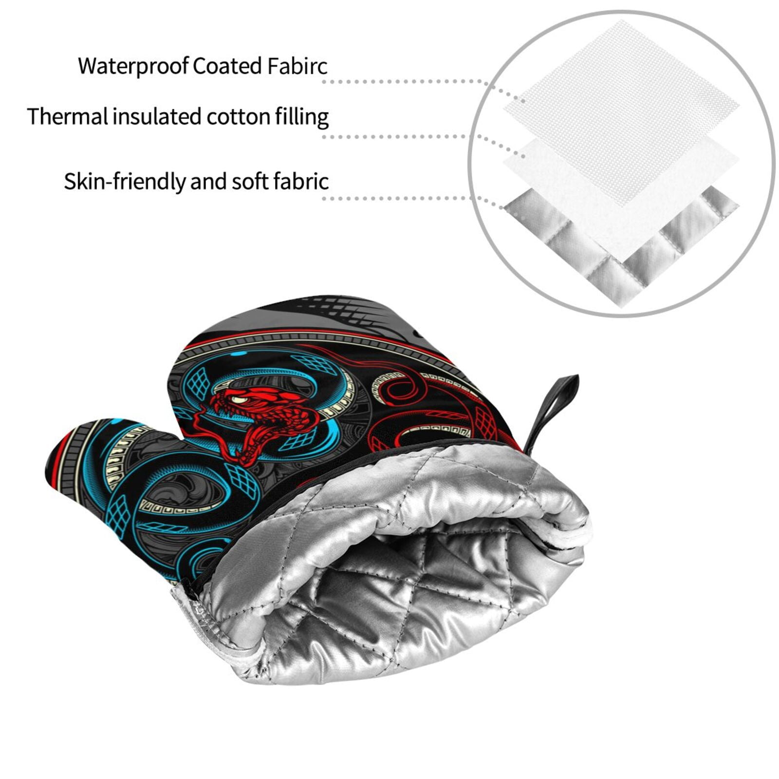 Satan Snake Ying Yang 4Pcs Oven Mitts and Pot Holders Sets Oven Kitchen Gloves Hot Pads for Cooking BBQ Baking Grilling