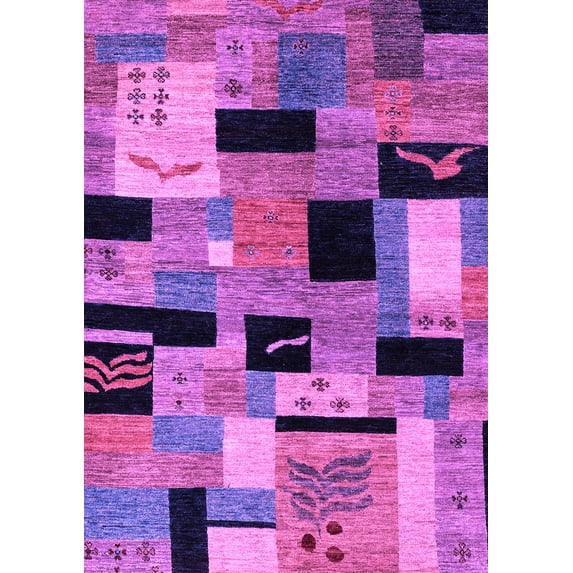 Ahgly Company Indoor Rectangle Abstract Purple Modern Area Rugs, 2' x 4'