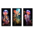 thumbnail image 2 of Designart "Pastoral Beauty with Luminescent Jellyfish IV" Animals Framed Wall Art Set Of 3 - Peach Jellyfish Frame Canvas Set For Living Room Decor, 2 of 7